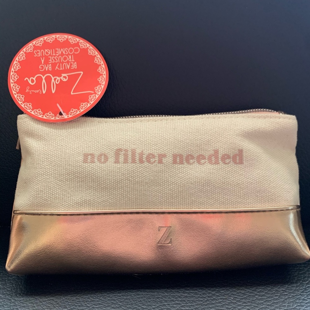 "No Filter Needed" Rose Gold makeup bag NWT